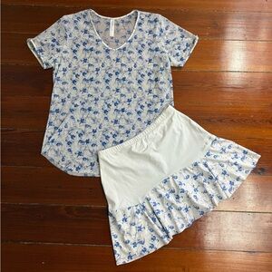 Denise Cronwall Floral Activewear Pickleball Mesh Top and Skort Set Sz M/L 🧡🍄